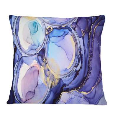 Blue And Turquoise Luxury Abstract Fluid Art - Modern Printed Throw Pillow
