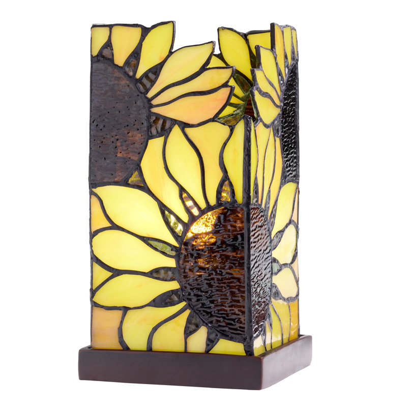 9.75"H Sunflower Rectangle Shade Hurricane Uplight Accent Lamp 