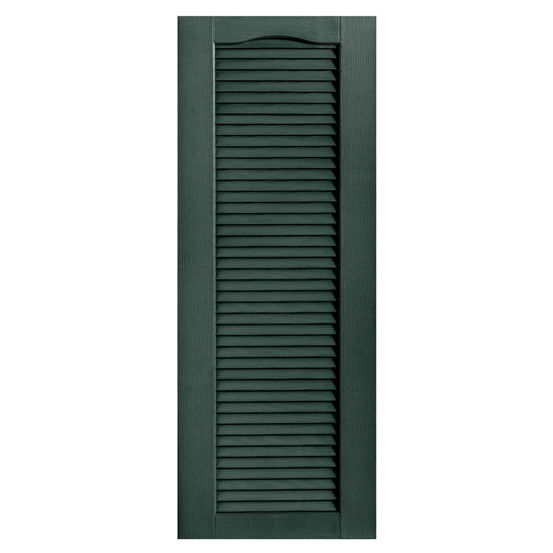 Paire de volets à persiennes cathédrale style pleine longueur ouverts, 15 po, 32 po, Pin