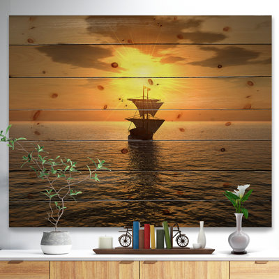 Photographie "navire et coucher de soleil" Seascape
