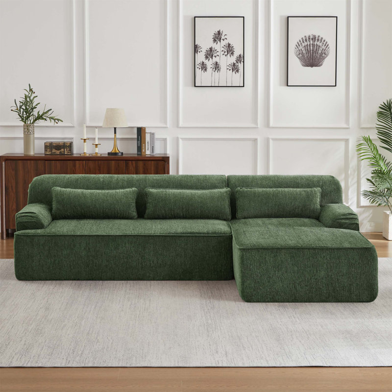 Canapé modulaire surdimensionné en L Chenille, design minimaliste, canapé-lit confortable pour les salons, les appartements et les espaces de réception