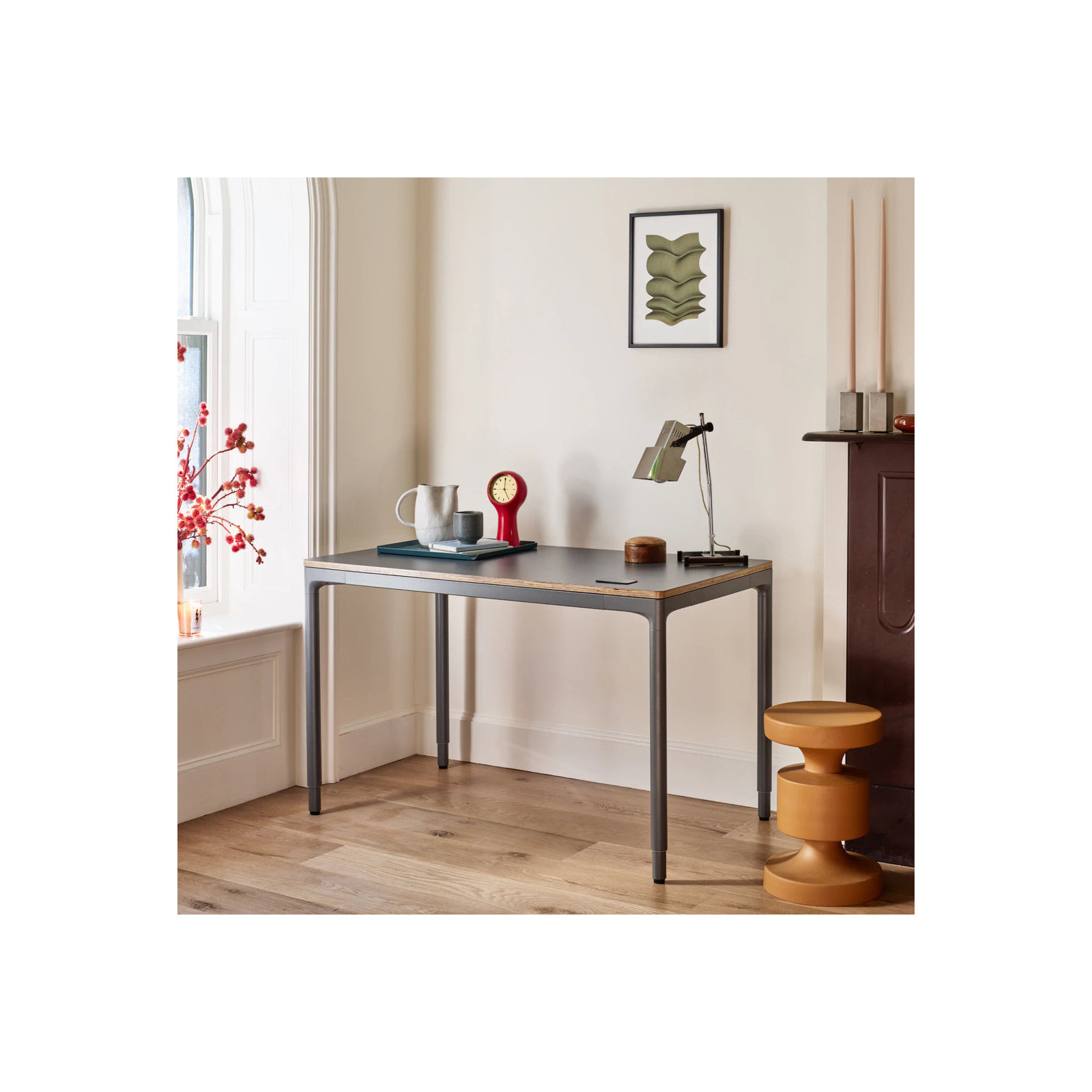 Four Leg Standing Desk, 44.6" H x 48" W x 27" D, Carbon, Carbon