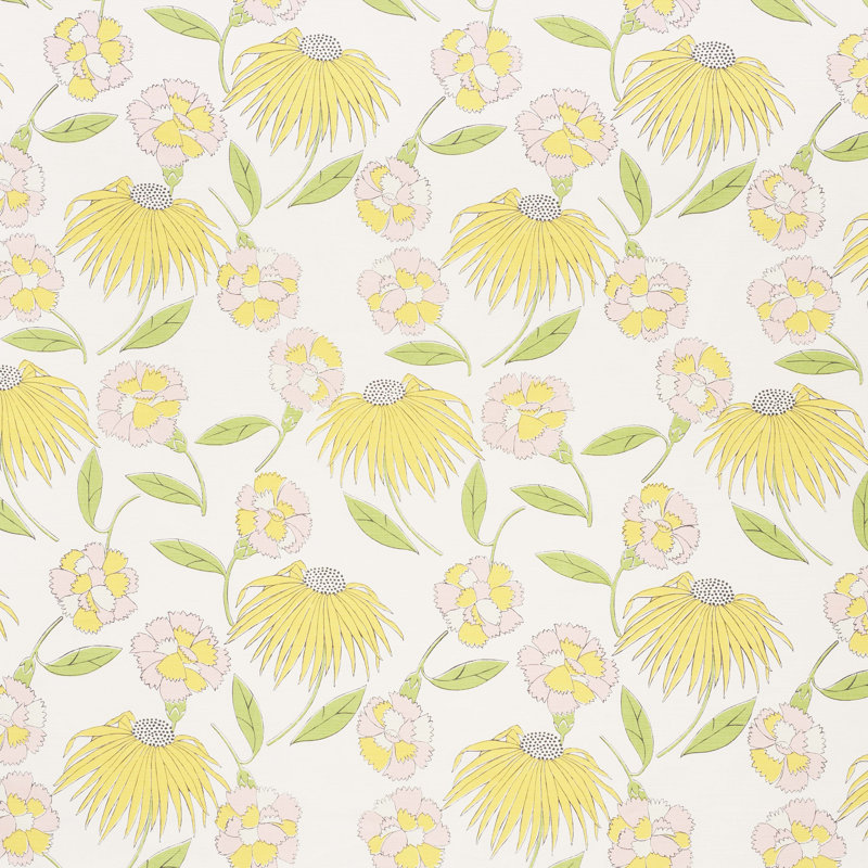Schumacher x Celerie Kemble Bouquet Toss Fabric, Pink Lemonade