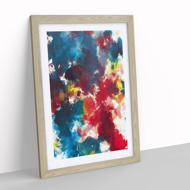 Blast of Life Abstract - Wall Art, 66cm H x 48cm W x 2cm D, Oak Framed, White