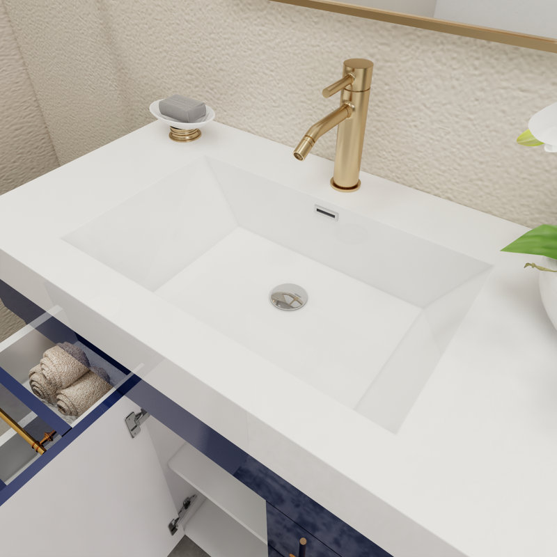 Ensemble de meuble-lavabo double 72 po avec tiroirs et portes, Bleu nuit