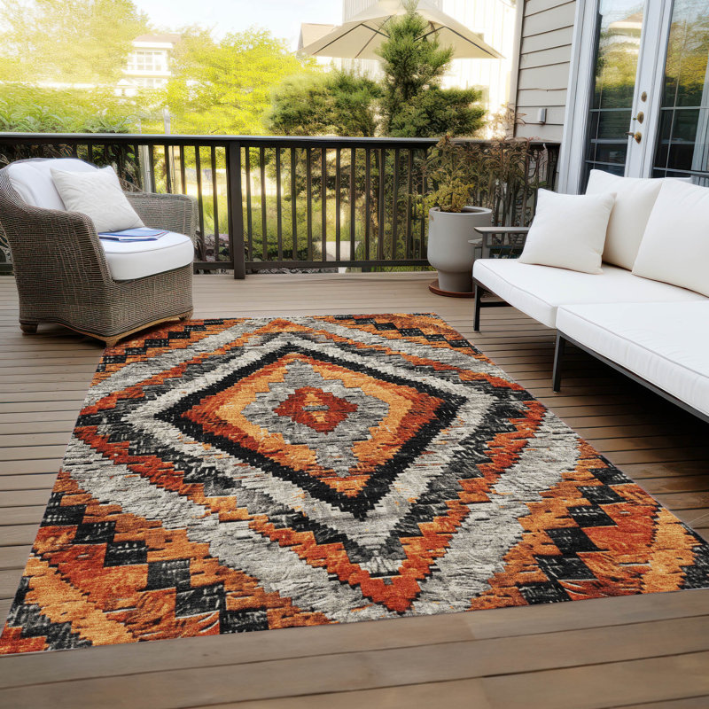Tapis terre cuite lavable à la machine intérieur / extérieur Xhevrie, Rectangulaire 3 pi x 5 pi