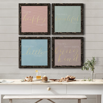 " Think Happy Thoughts " 4 - Pieces Painting Print