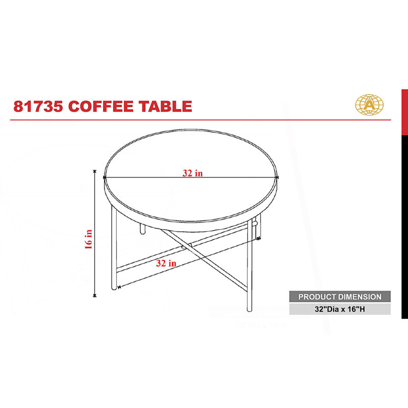 Table basse ronde avec pieds croisés