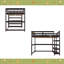 Lit mezzanine double avec tablettes de rangement et bureau sous le lit-464773695