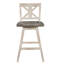 Chaises à hauteur de comptoir en bois d'hévéa massif (de 2), gris blanc, pivotant sur 360 °, gris rustique pour salle à manger (2), 360 degrés-1292212251