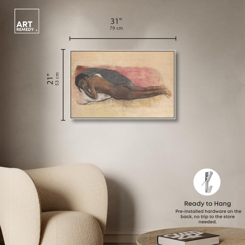 «Reclining Nude Canvas» par Art Remedy, Encadrement argenté, H 21 po x l 31 po x P 2 po