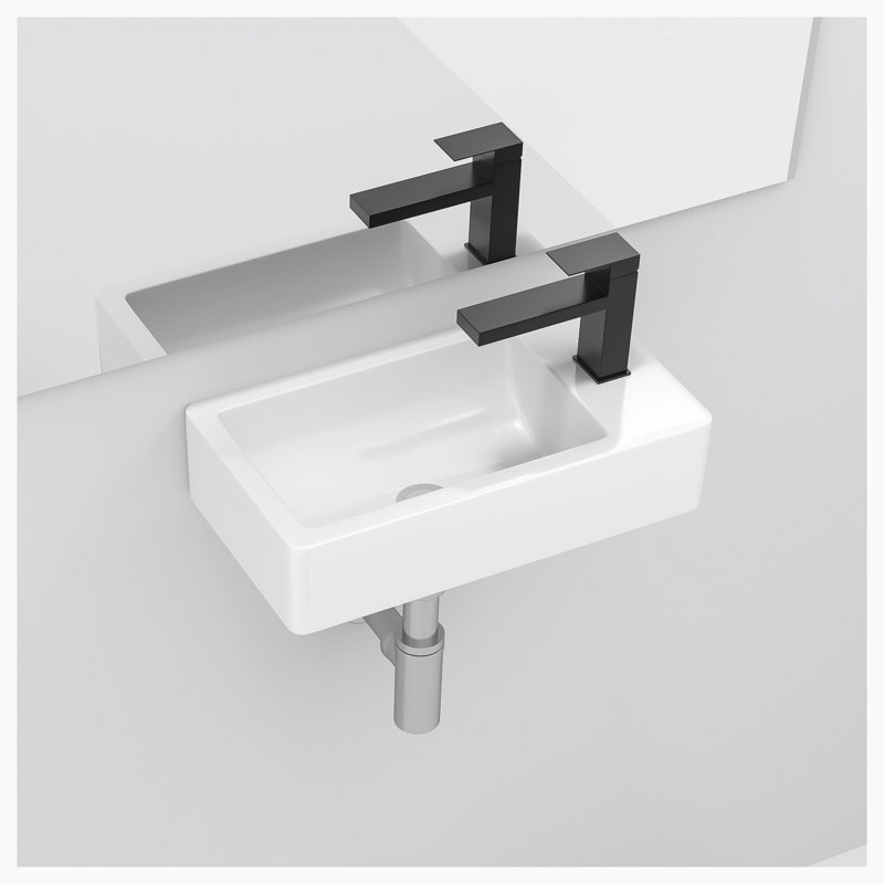 Hewei 10'' White Ceramic Rectangular Wall Mount Bathroom Sink