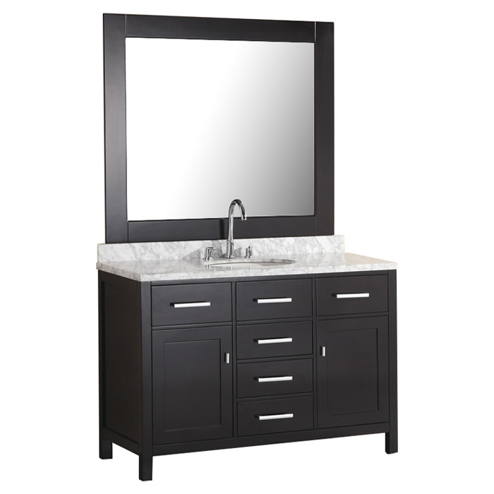 Ensemble de meuble-lavabo de salle de bain simple avec miroir 48 po Carrasquillo, Espresso