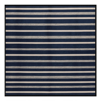 Washable Navy Light Grey Striped Area Rug