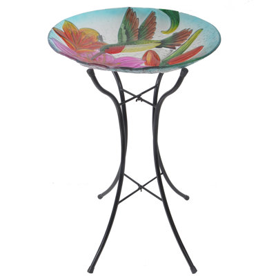 Liviana Outdoor Glass Hummingbird Birdbath
