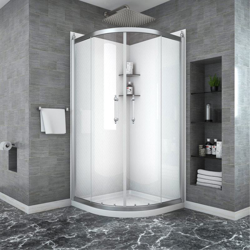 Porte de douche 36 po x 72 po avec cabine de douche encadrée en chrome