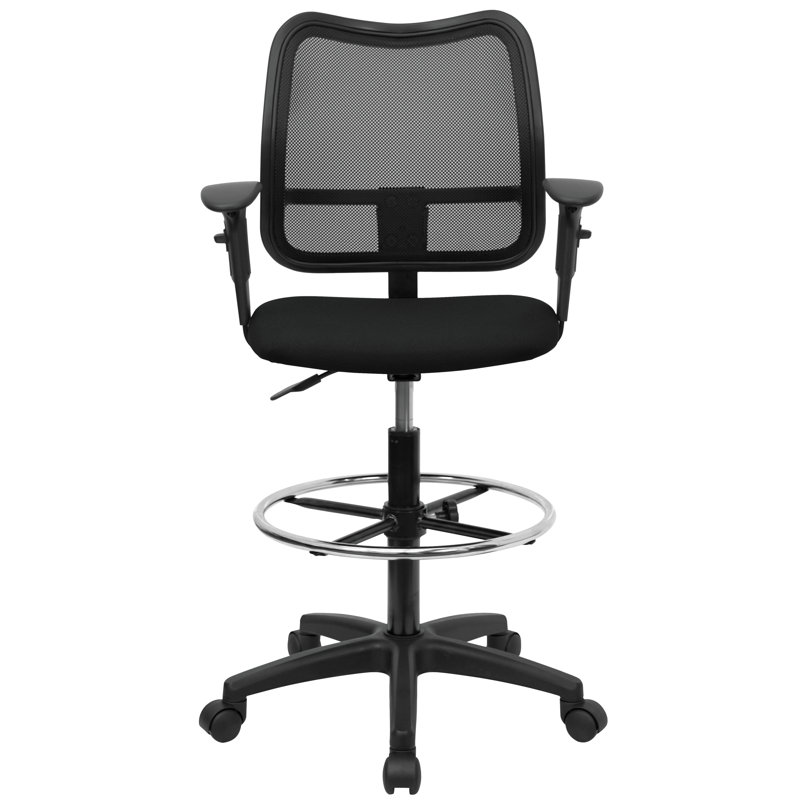ErgoDraft Black Mesh & Nylon Adjustable Drafting Chair with Swivel