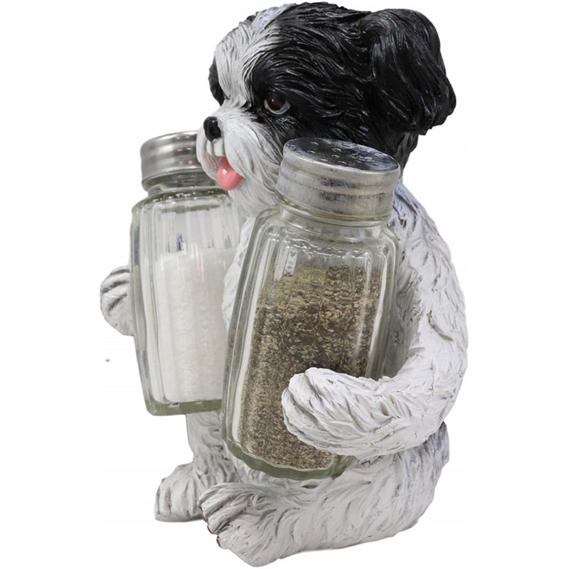Ensemble de verres décoratifs en verre décoratif à poivre et sel adorable moulant toutou shih tzu pour chien ebros gift réaliste Faustus