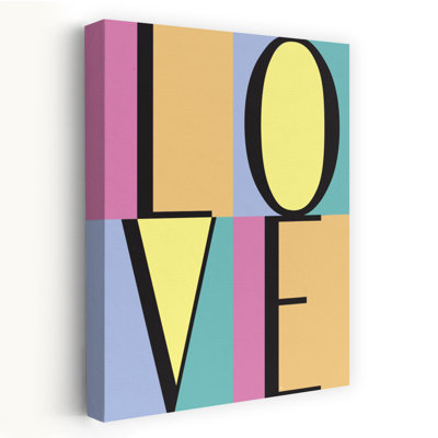 Colorful Love Typography Bold Colorful Modern Wall Art Print by Martina - Wrapped Canvas Print