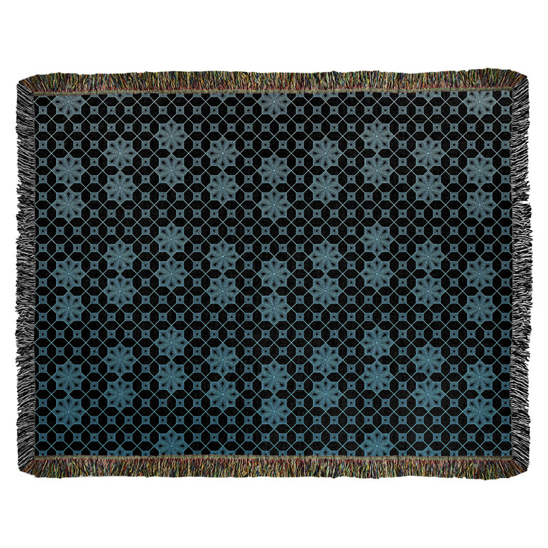 Couverture tissée Katelyn Elizabeth, L 37 po x L 52 po, Sarcelle / Noir