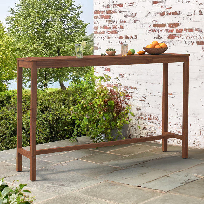Herstein Solid Wood Bar Table, White, 39” H x 63” L x 15” W