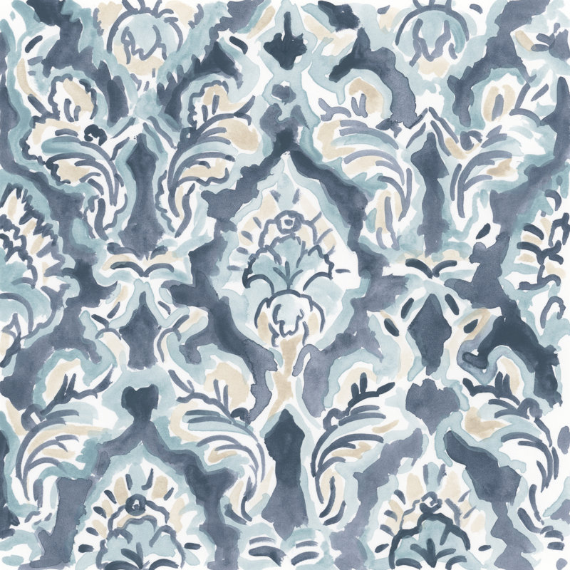 Blue And Khaki Motif I by June Erica Vess - Wrapped Canvas Painting, 51cm H x 51cm W