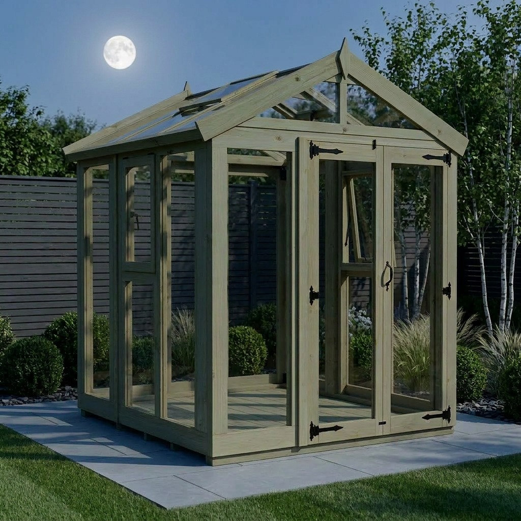Total Sheds 6ft x 6ft Apex Glass Greenhouse - Horticultural Glass - Pressure Treated Timber - UK Manufactured