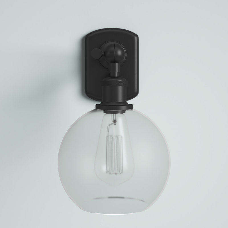 Baptista 1 - Light Dimmable Armed Sconce, Matte Black, Clear, LED