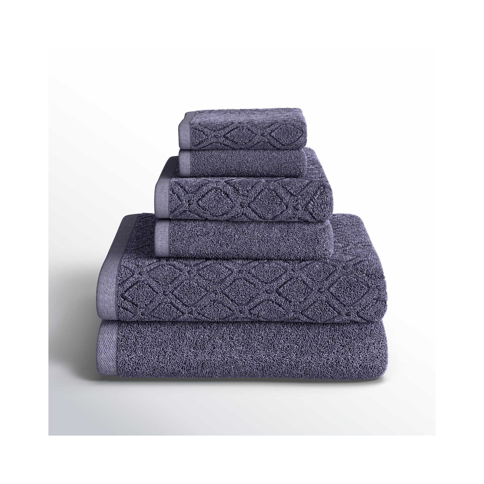 Guiness 6 Piece 100% Cotton Towel Set, Navy Blue