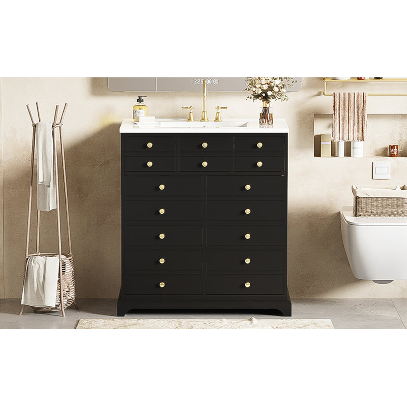 30" Bathroom Vanity with Ceramic Sink Combo