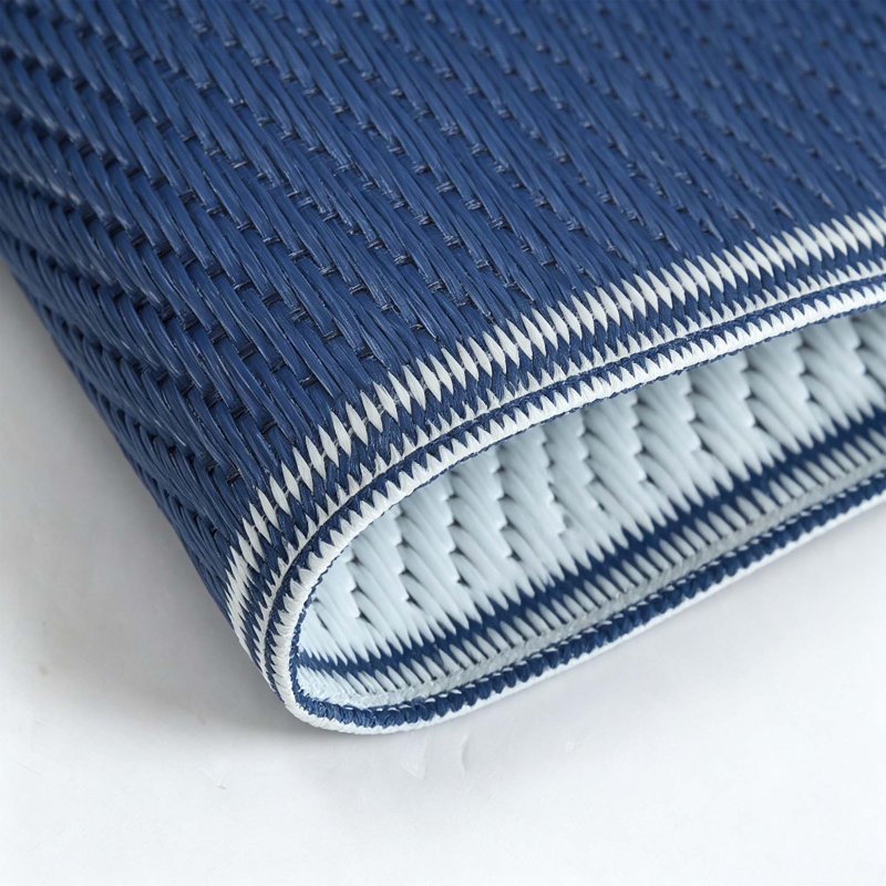 Tapis de paille en plastique imperméable Grid pour porche, terrasse, véhicule récréatif, balcon, cour arrière, Bleu