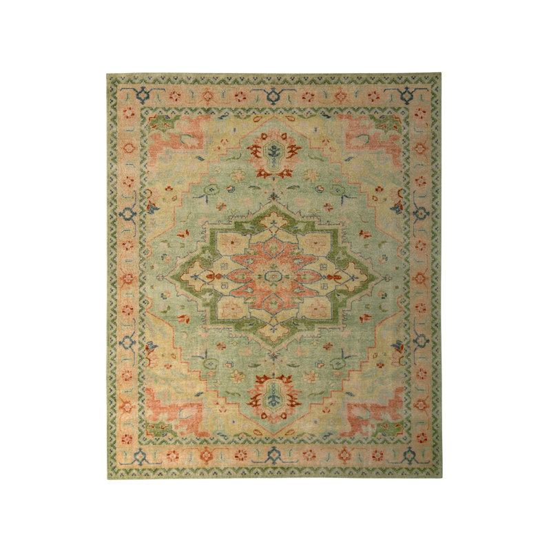 Distressed Homage Hand Knotted Wool Area Rug, Rectangle 5' x 8'
