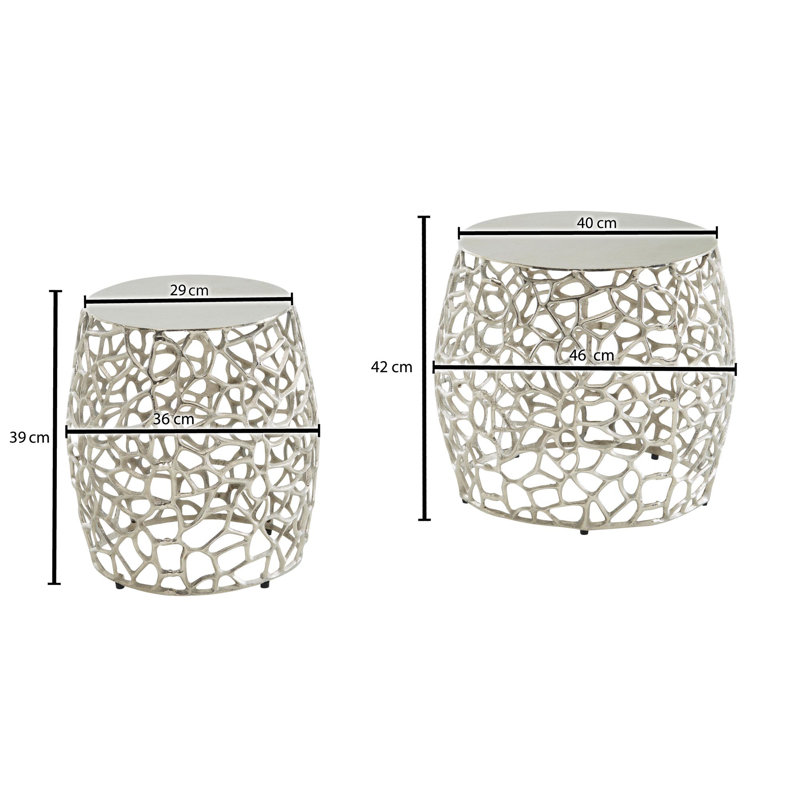 Hetre 2 - Piece Living Room Table Set, Silver