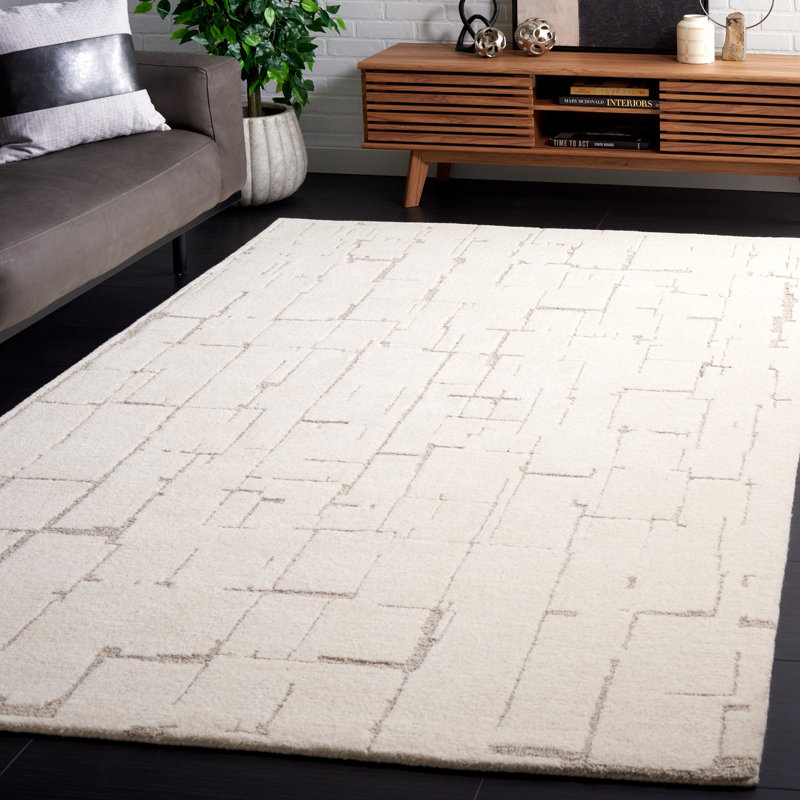 Tapis abstrait en laine / coton touffeté à la main Dizdar, Rectangle 5 pi x 8 pi