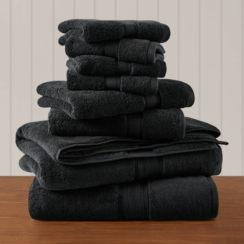 Ensemble de serviettes 100% coton absorbant 800GSM, Noir