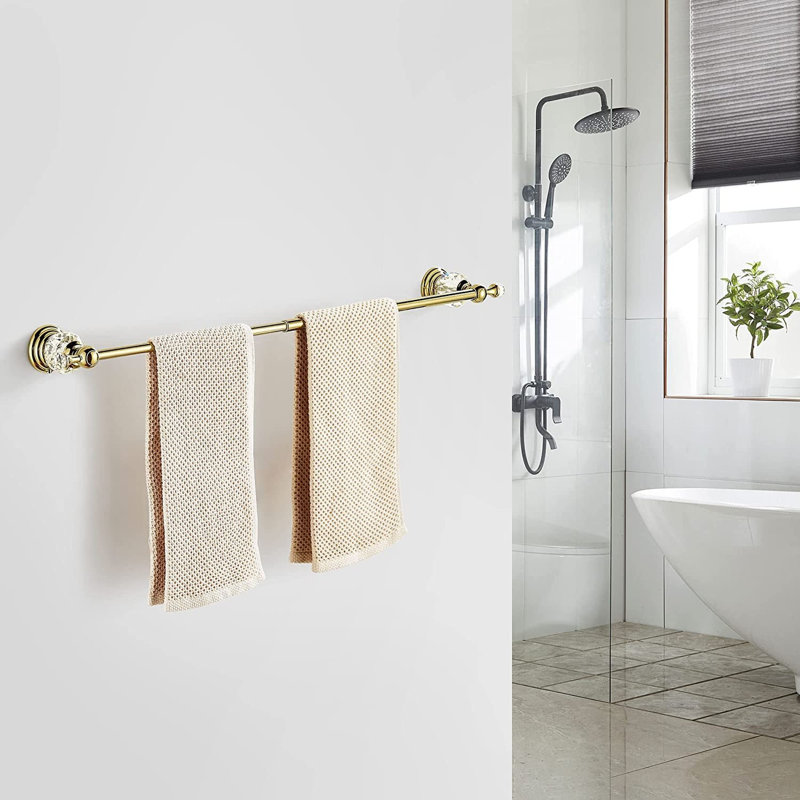 Porte-serviettes mural simple réglable 29 po, Doré