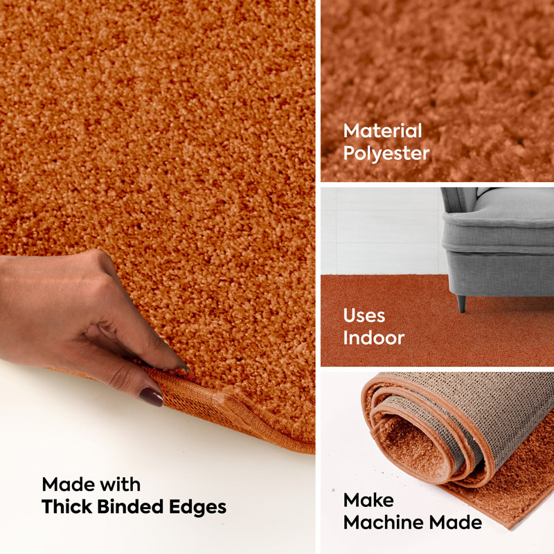 Modern Plush Pet and Kids Friendly Solid Color Area Rugs, Stain & Fade Resistance, Bedroom, Playroom and Kidsroom, Event, Wedding, Perfect for Living Room, Dining Room, Orange Mentzer Rug