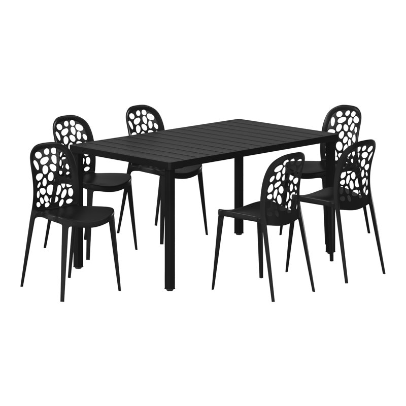 Ensemble de salle à manger rectangulaire pour 6 personnes, Black