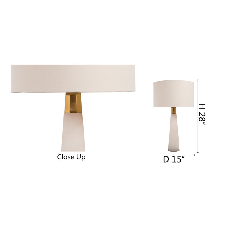 Newburg 28" Height 1-Light Table Lamp With A White Alabaster Stone Base