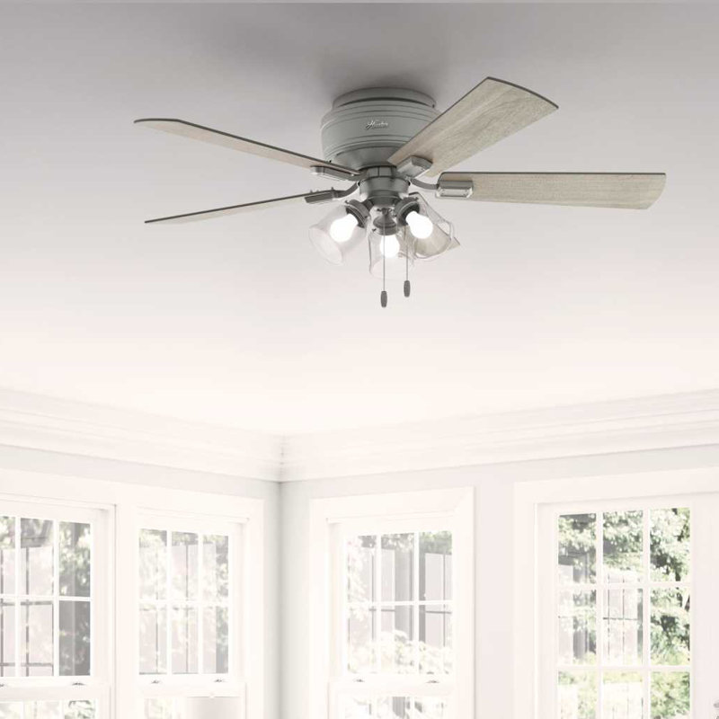 Matte Silver 52" Low Profile Ceiling Fan with LED Light