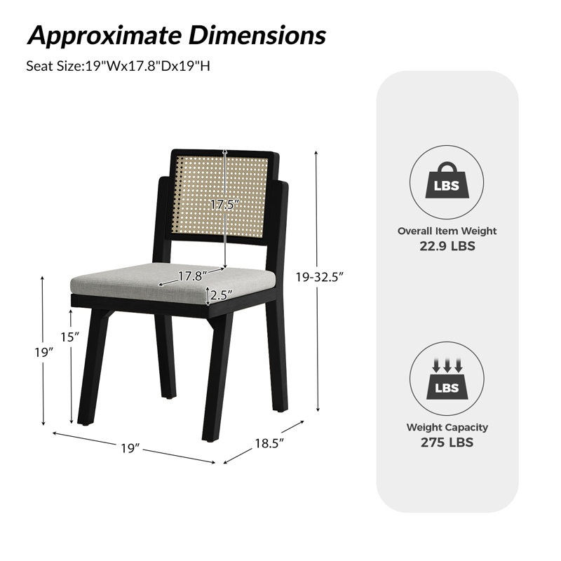 Amadou 19" 2-Person Rattan Side Chair, Black