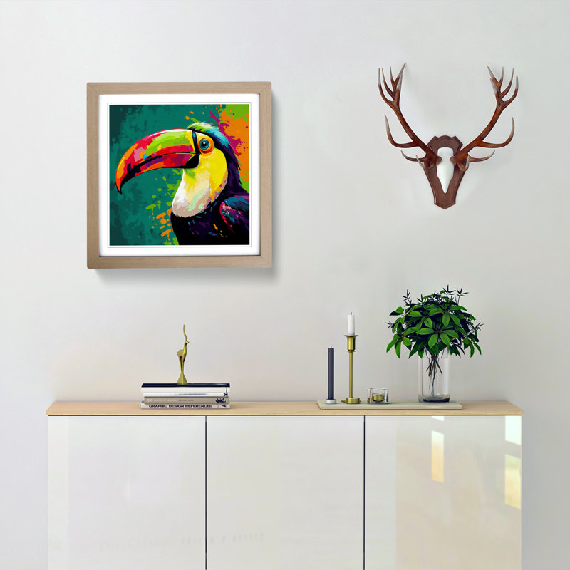 Toucan Pop Art No.1 - Framed Print, Oak