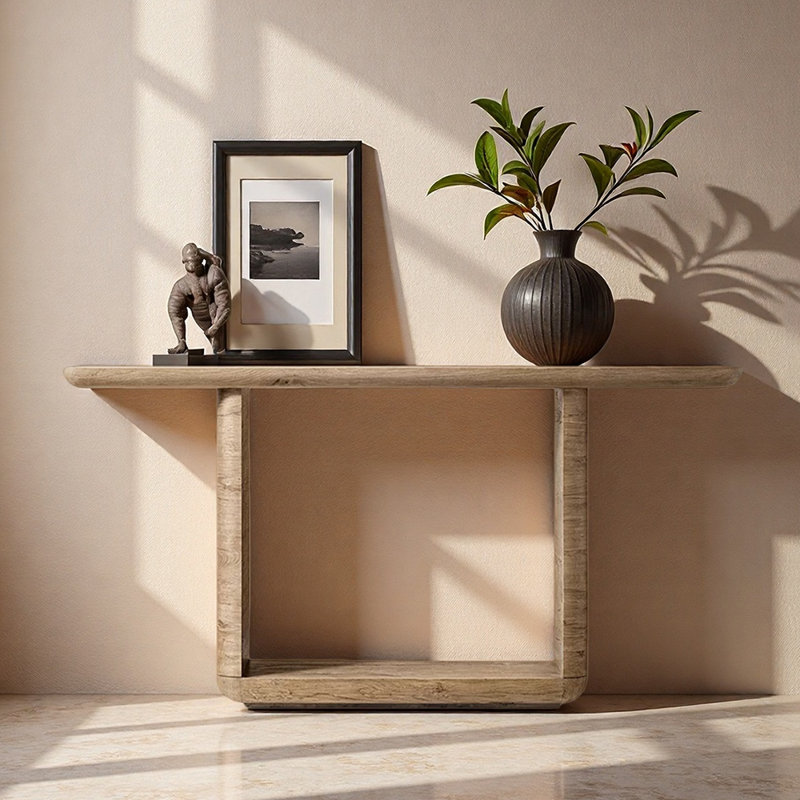 Console américaine simple de style rétro, H 33,9 po x l 71,7 po x P 15,7 po, Bois naturel