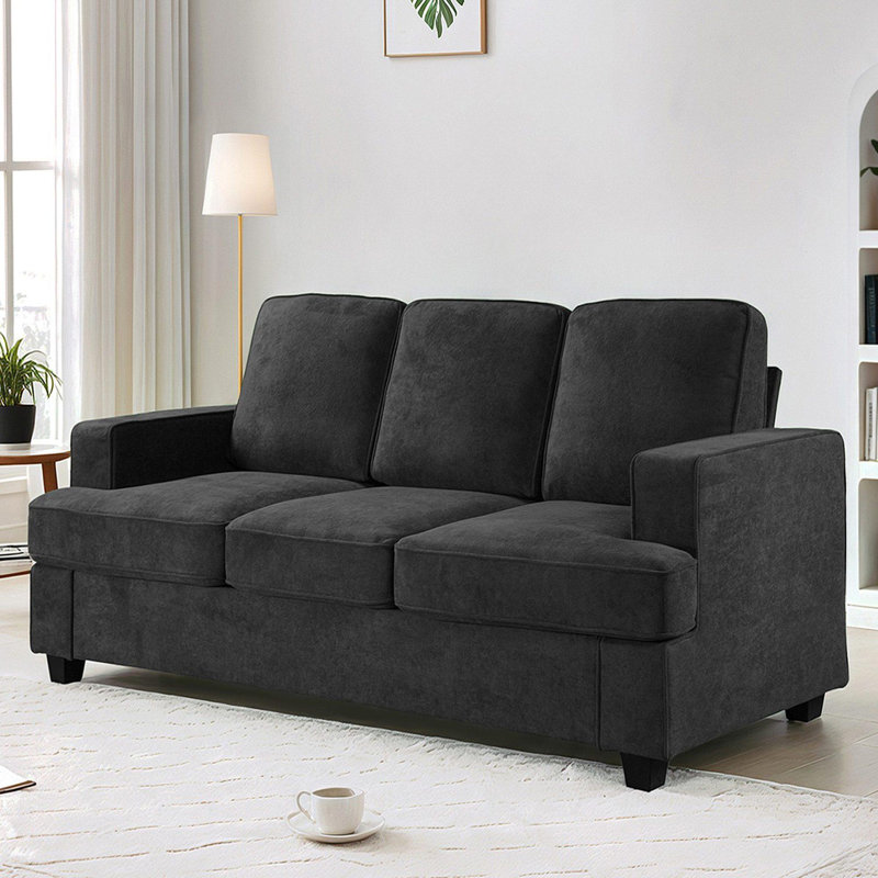Soft upholstery cushion back Sofa, Black Velvet