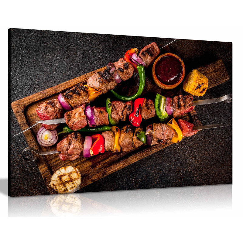 Beef Shish Kebab Grill Turkish Restaurant Kabob Food - Wrapped Canvas Print, 41cm H x 61cm W