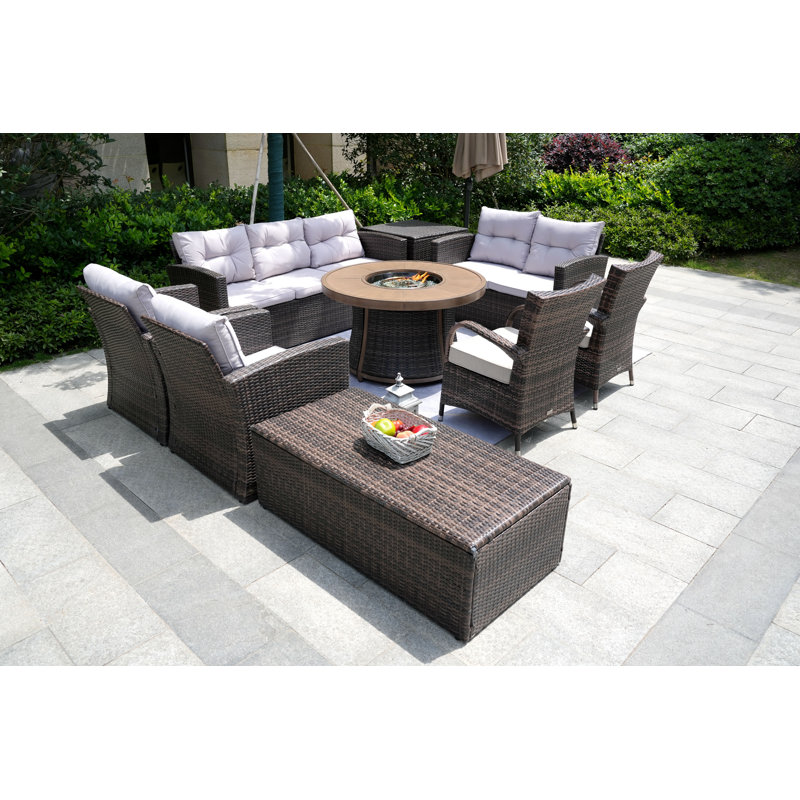 Omied 9 - Person Patio Conversation Set with Cushions
