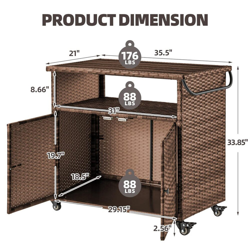 Nichollette Bar Cart, Brown