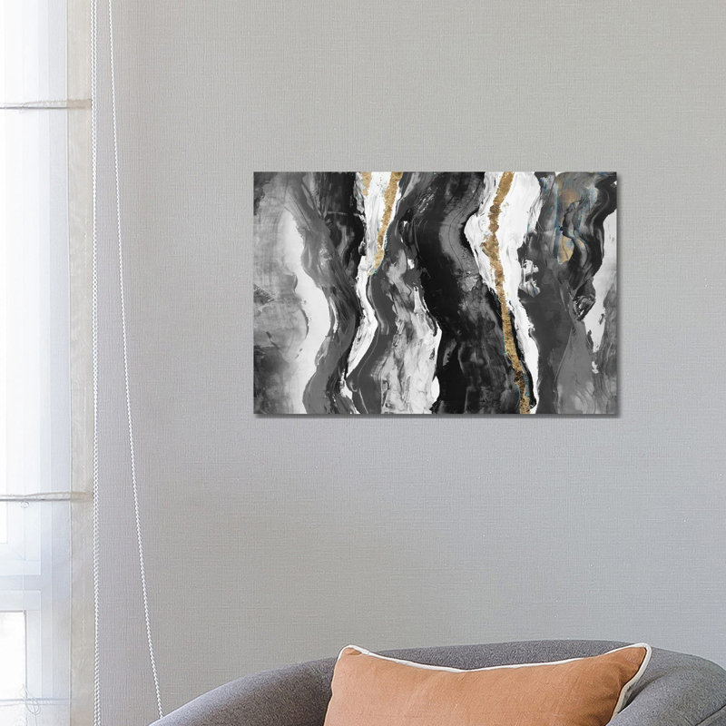 Effectus II, Black/White/Gold, 18" H x 26" W