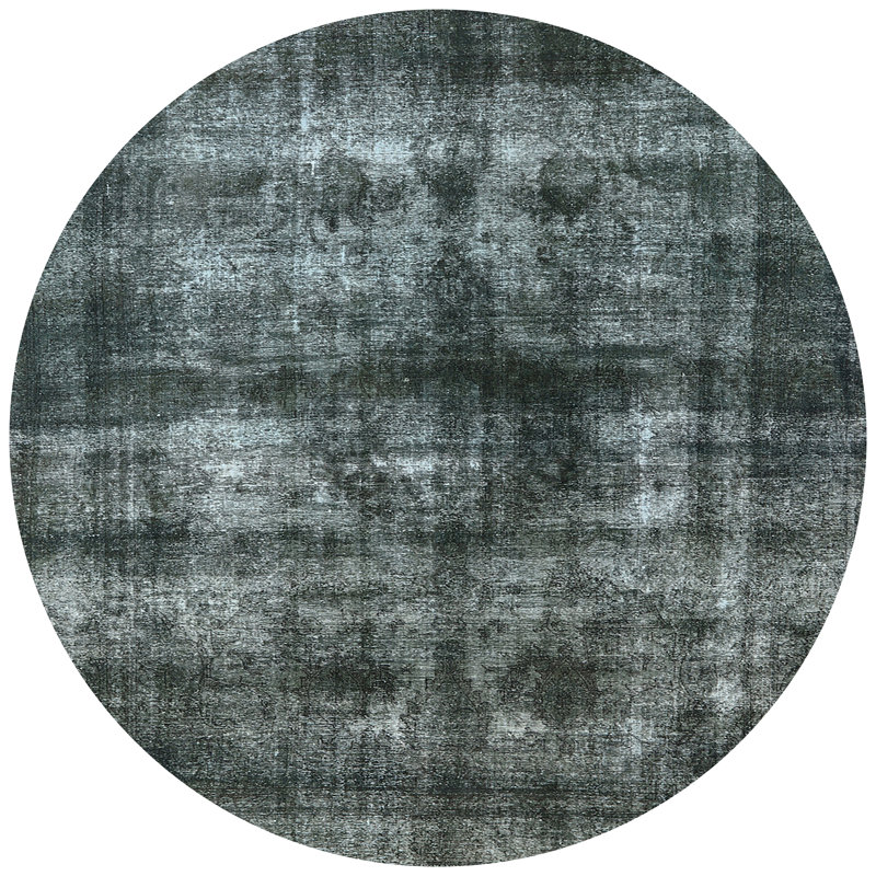 Tapis abstrait gris / bleu, Rond 8 pi