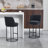 Counter Height Bar Stools Set of 2, Modern Barrel Design with Backrest, Linen Fabric Upholstered for Kitchen Island Comfort-1497760735